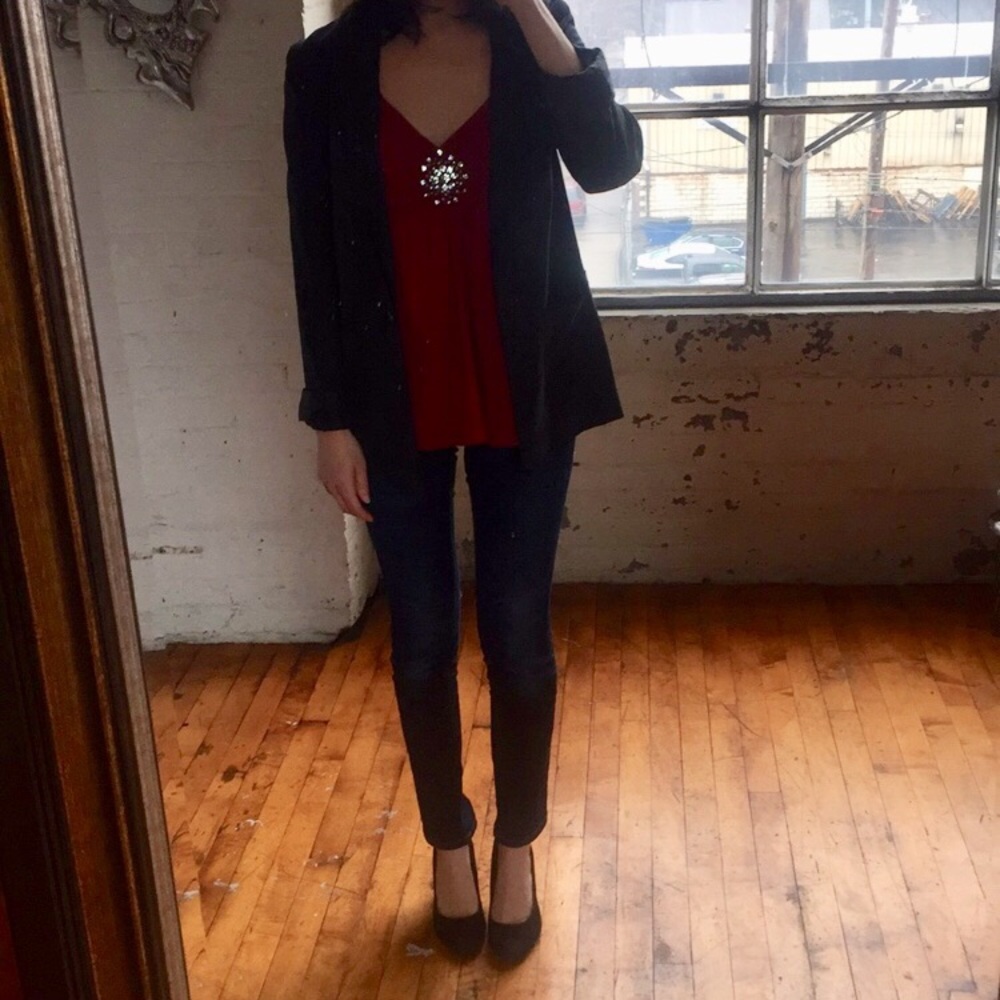 H&M Washed Faux Silk Long/Oversized Blazer